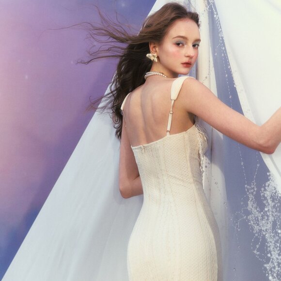 Sirencore Pearl Fringe Mermaid MiNI Gown /Maxi Dress - Picture 10 of 16